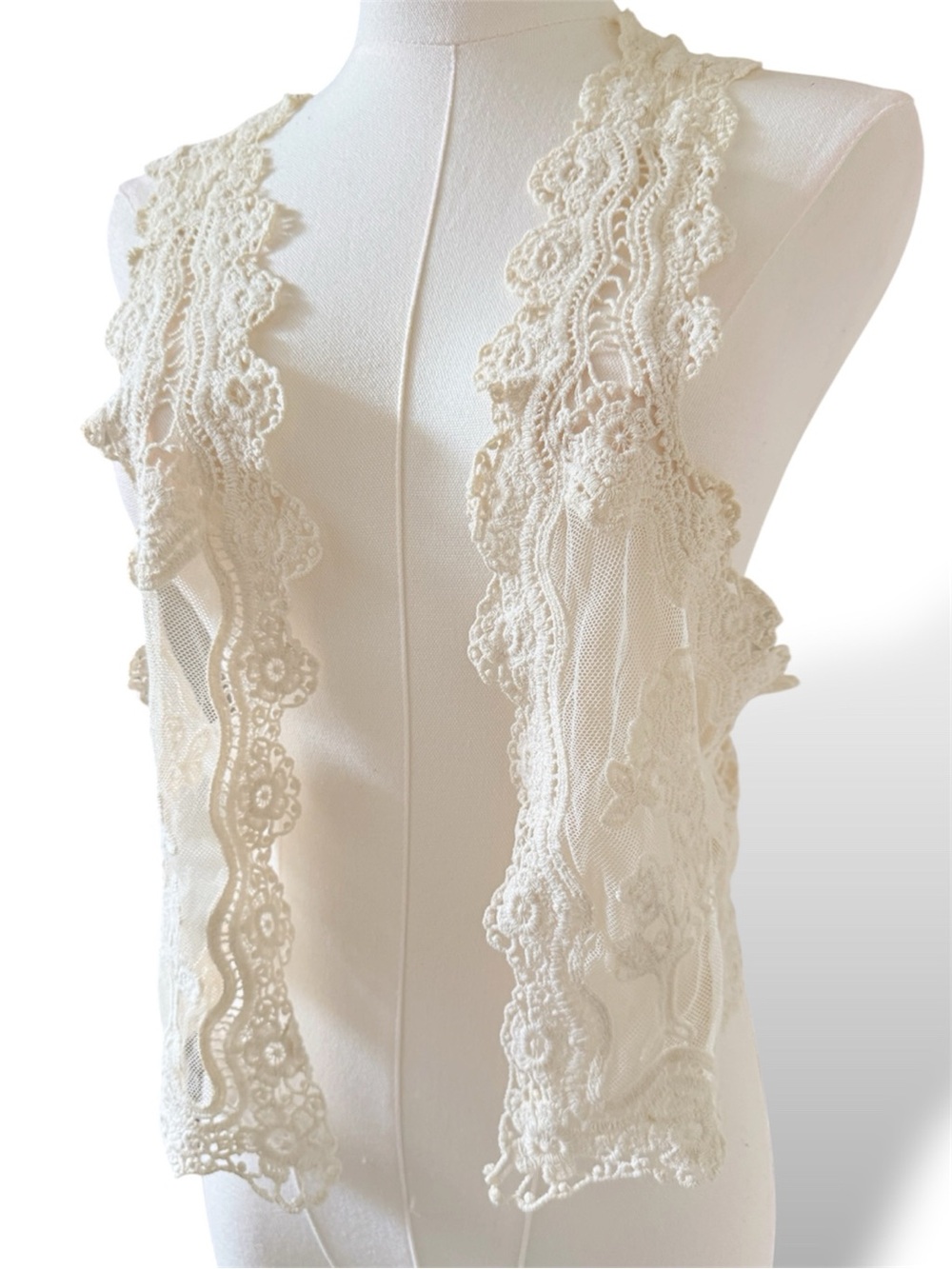 RoomMates Lace Crochet Open-Front Vest - Picture 3 of 5
